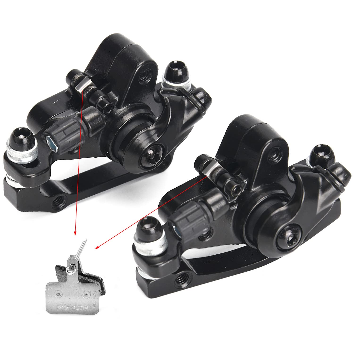 TOBWOLF 1 Pair MTB Front & Rear Cable Disc Brake Aluminum Alloy Caliper Post Mount, 2PCS 160mm Stainless Steel 6-Bolt Disc Rotors for Mountain Bike Road Bike Folding Bike BMX