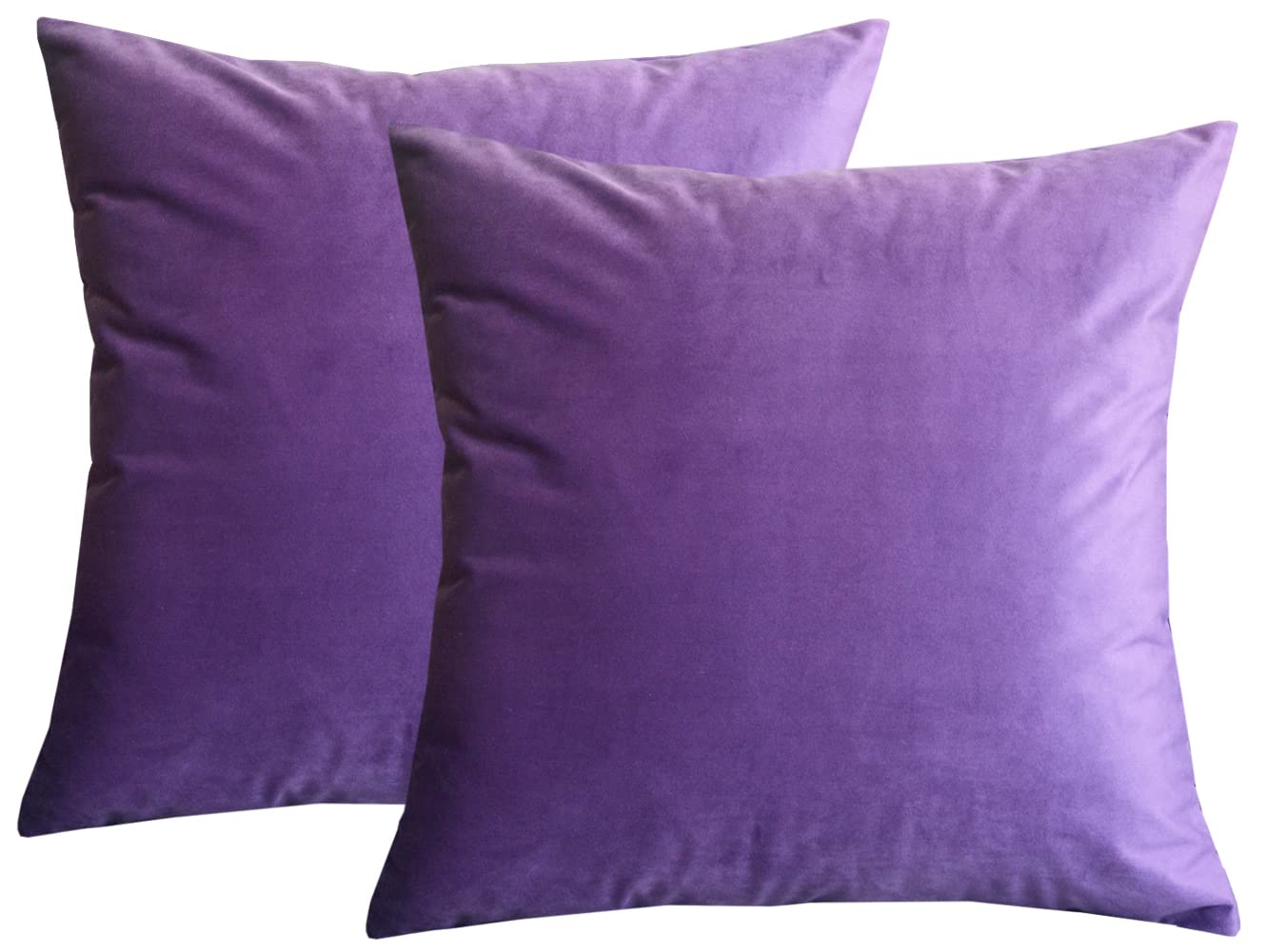 Lutanky Velvet Cushion covers (Pack of 2) Soft Throw Pillow Cases Decorative Square Cushion Cover for Sofa Home Decor 18" X 18" （45 x 45 cm）(violet, 2 Pieces) — image 1