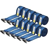 Mytee Products Winch Straps 4" x 30' Blue Heavy Duty Tie Down w/Flat Hooks WLL# 5400 lbs | 4 Inch Cargo Control for Flatbed Truck Utility Trailer (10 Pack)