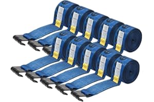 Mytee Products Winch Straps 4" x 30' Blue Heavy Duty Tie Down w/Flat Hooks WLL# 5400 lbs | 4 Inch Cargo Control for Flatbed Truck Utility Trailer (10 Pack)