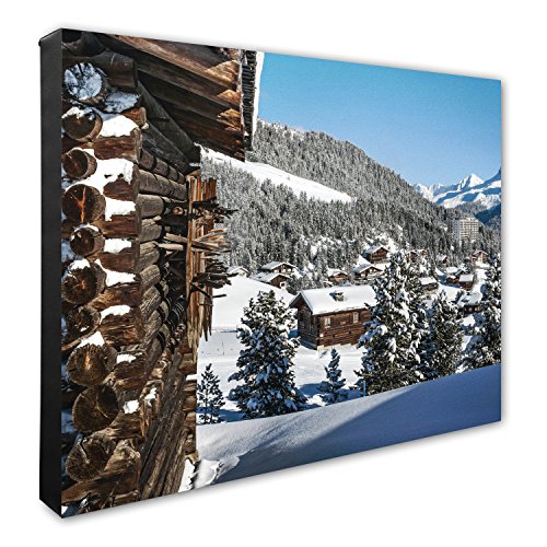Snow Covered Cabins In The Mountains Canvas Photo By Photo File
