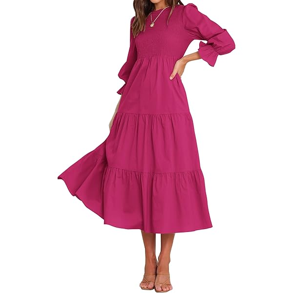 Women Long Sleeved Double Breasted Dress Lace Up Pleated Belts Dress Solid  Lapel Party Dress Rose Red S at Amazon Women's Clothing store