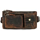 Handadsume Genuine Leather Hiking Riding Travel Fanny Waist Pack Small Phone Pouch For Men Women FB811-29 (100% Leather-Brown)