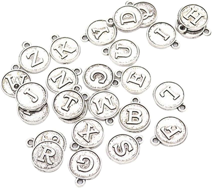 HUAhuako Letter Charm, 26 Pack English Alphabet A-Z Letter Charms for Bracelet Neckalce Jewelry Making