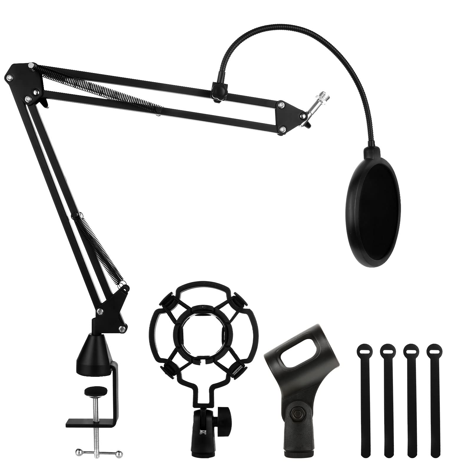 ASelected Microphone stand Boom Arm Mic Arm with 3/8" to 5/8" adapter with microphone stand anti-vibration stand Microphone stand microphone net all-metal rod strong load-bearing