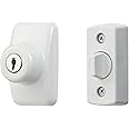 Ideal Security Keyed Deadbolt for Storm and Screen Doors, White (2-Piece Set)