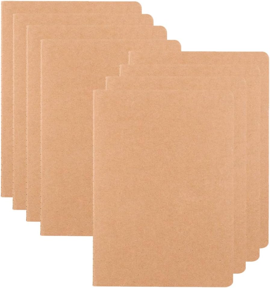 Notebooks/Journals Bulk of 8, XYark Soft Kraft Cover Memo Notepads Diary Subject Notebooks Planner with Blank Paper, 30 Sheets/60 Pages, 8.3x5.5 inch, A5 Size, Travel Journal Set