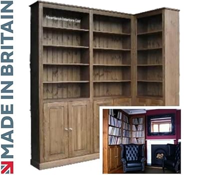 Heartland Pine Solid Pine Corner Bookcase 8ft Tall Handcrafted L