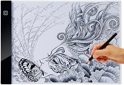 A4 LED Light Box Ultra-thin Portable Dimmable Brightness Tracing Board Light Pad for Artists Drawing Sketching Animation Tracer USB Power Tracing Table, Active Area 12.24 x 9.37- Inch
