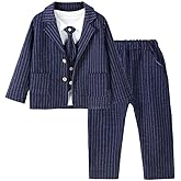 Dressy Daisy Baby Boys Gentleman Striped Suit Wedding Formal Dress Outfit Set with Jacket and Vest