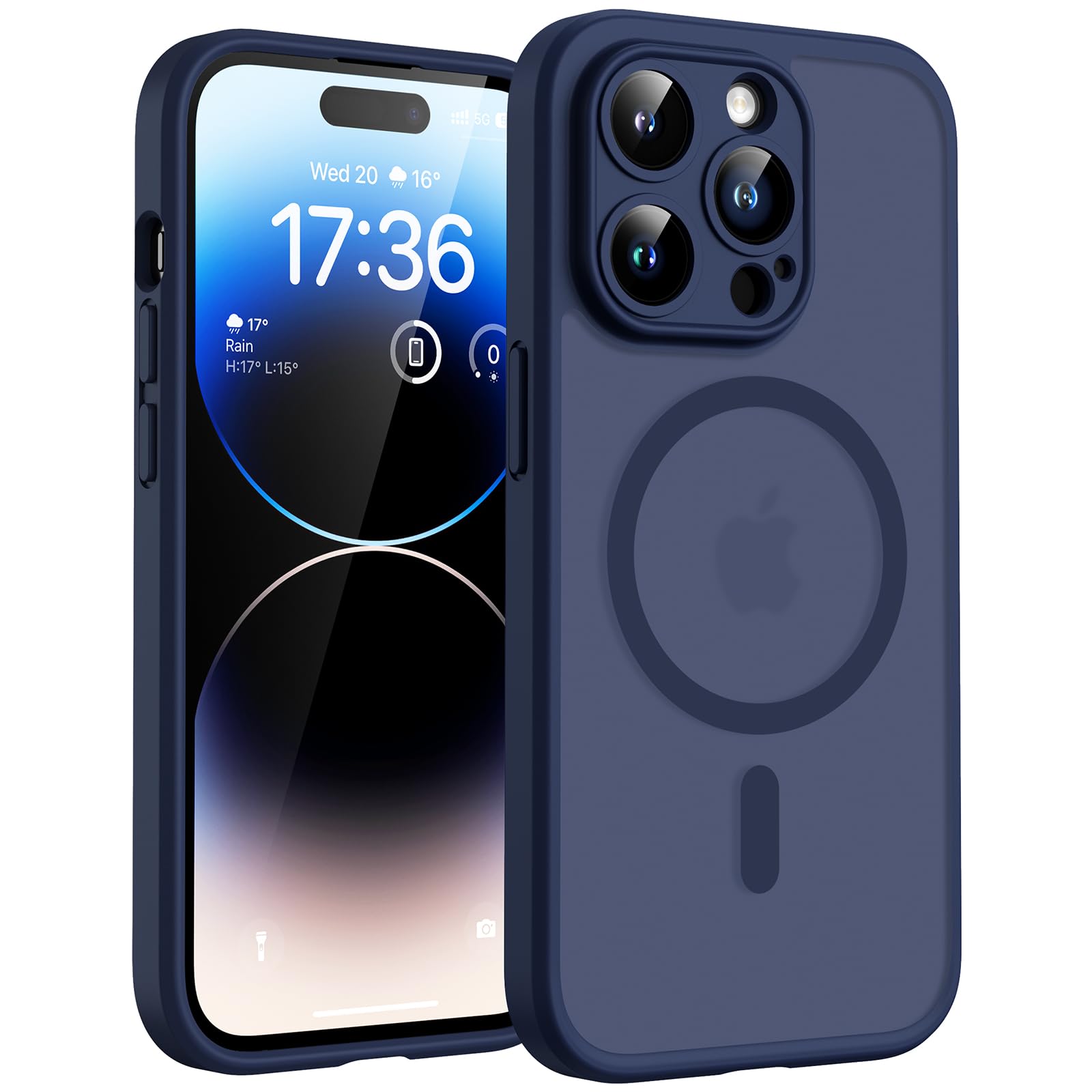 TOCOL Magnetic for iPhone 14 Pro Case 6.1-Inch, Fit for MagSafe, Upgraded [Full Camera Protection], [14FT Military Grade Drop Tested] Shockproof Slim Translucent Matte Back Phone Cover (Dark Blue) — image 1