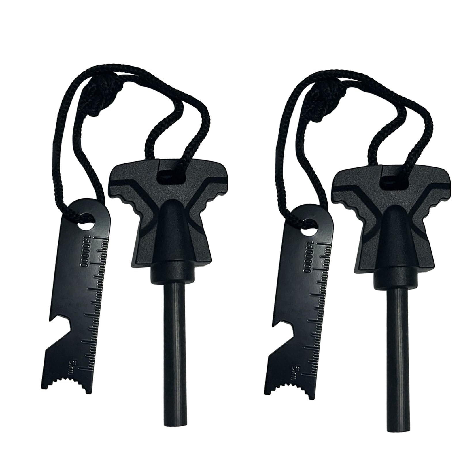 2pcs Fire Steel Survival Flint and Steel with Scale Scraper Ferrocium Rod Fire Starter Kit for Travelling Camping Hiking