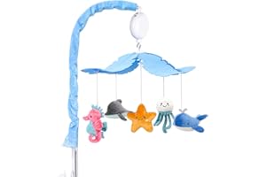 FEISIKE Baby Crib Mobile with 35 Lullabies, 3 Modes Rotation & Music, Adjustable Volume, Nursery Decor for Boys and Girls (Ocean Theme)