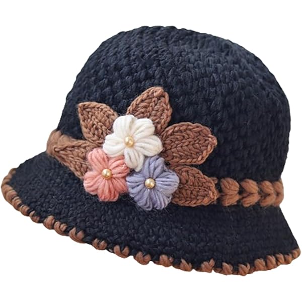 Amazon.com: CEAeis Women's Flowers Knitted Woolen Hat, Flower Knit