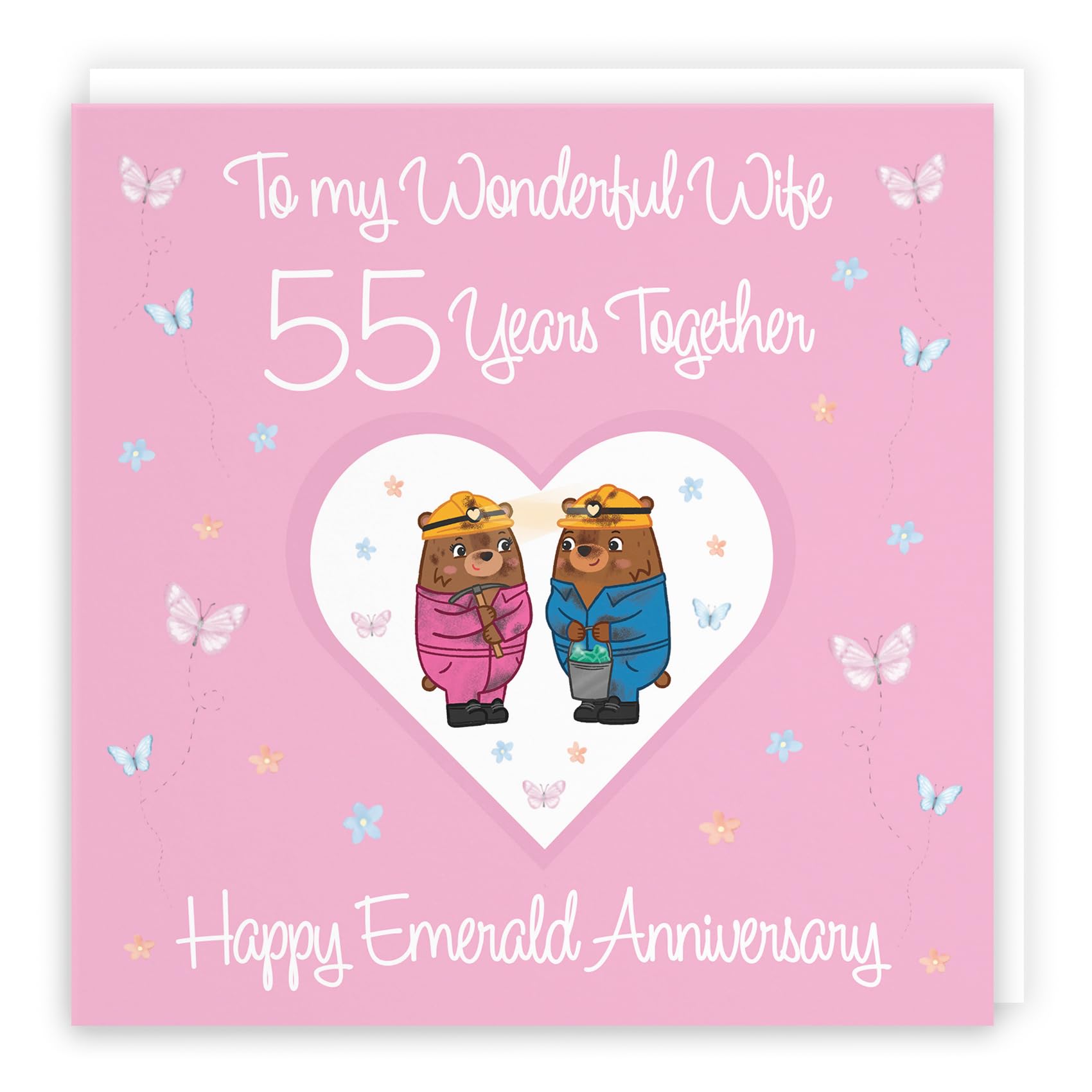 Hunts England - Wife 55th Anniversary Card - 55 Years - Emerald Anniversary - Romantic Meadows - Fun Card - 55th Anniversary Card For Wife — image 1