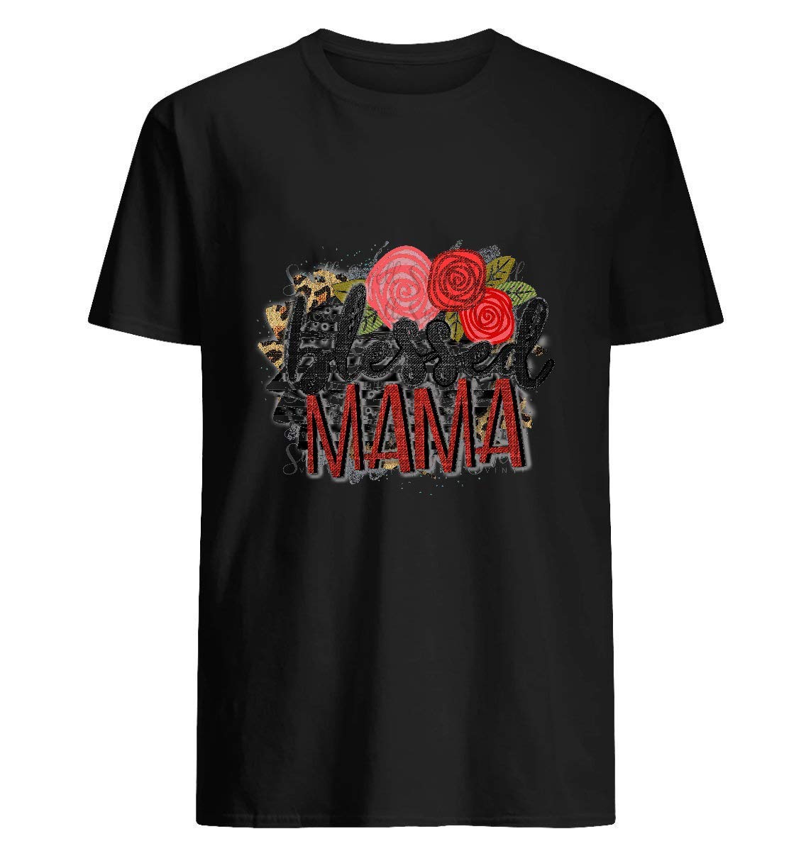 Lessed Mama Floral Stripes And Leopard Design T Shirt For Unisex
