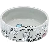 5-inch Ceramic Dog Bowl Cartoon Pattern, Cute, Chew-Proof, Dishwasher and Microwave Safe