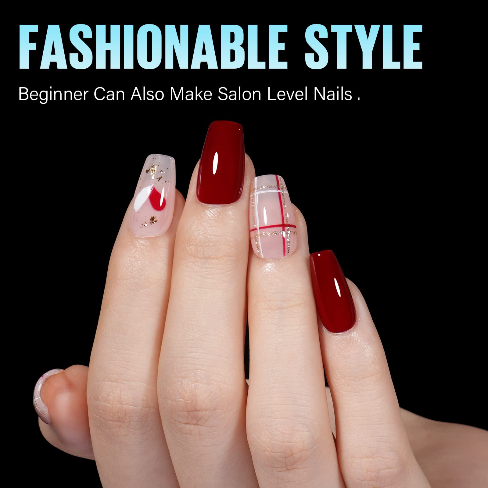 TOMICCA Medium Coffin Nail Tips, 360Pcs Half Matte Gel Nails, 15 Sizes Nail Extension Tips Set, Full Cover Pre Shaped Fake Nails for Beginner and Professional DIY Nail Salon - Image 5