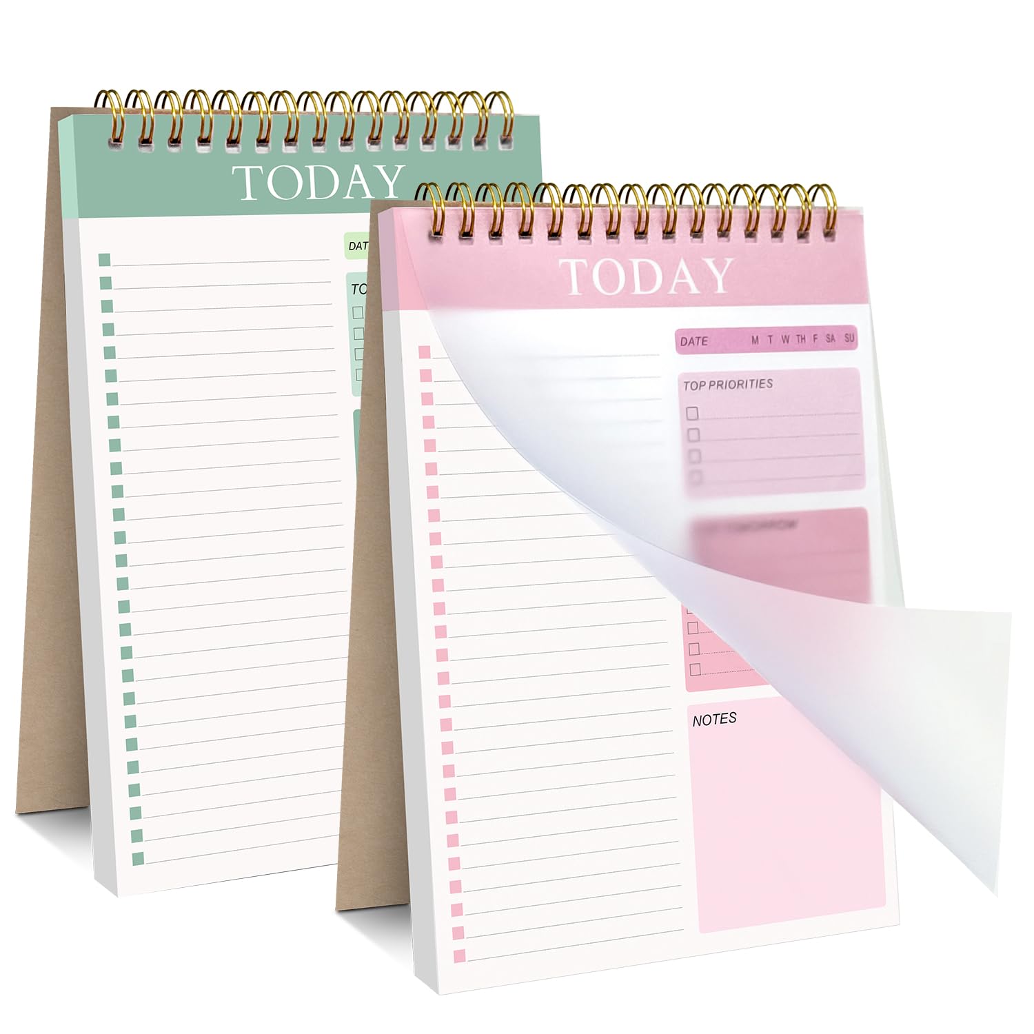 Zhswlp 2 Pack To Do List Notebook, Undated Daily Planner Spiral Notepad 104 Page A5 To Do List Pad tracking for Daily Plans, Work Study and Personal Oraganizer