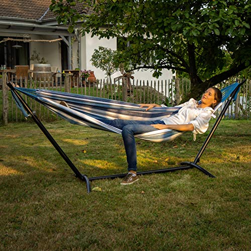 WOMA Hängematte mit Gestell für 2 Personen in 5 Farben - 160 x 241 cm Liegefläche - Hängematte Indoor & Outdoor aus… – Bild 3