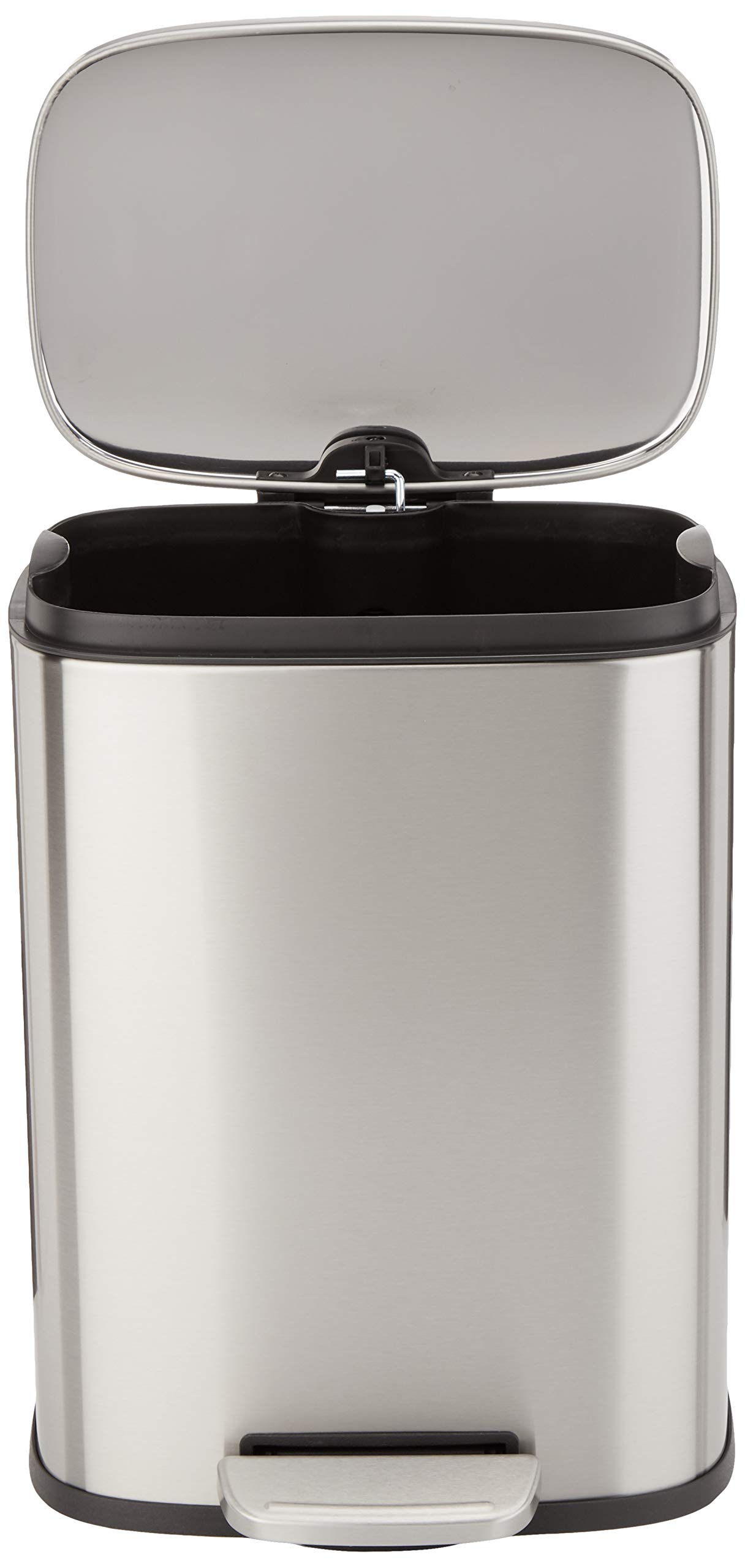 AmazonBasics Rectangle Soft-Close Trash Can - 12L, Satin Nickel