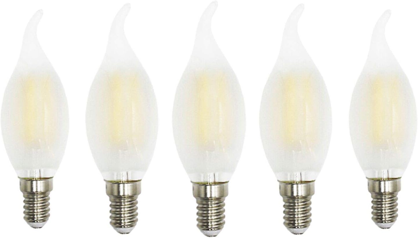ZFQ E14 LED Filament Bulbs, 4W LED Candelabra Light Bulbs for Chandelier Equivalent to 40 Watt Halogen, Frosted Glass