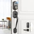 AkaGear Smart Door Lock — Fingerprint, Keypad & Key Entry, Auto-Lock, Easy Install (Satin Nickel)