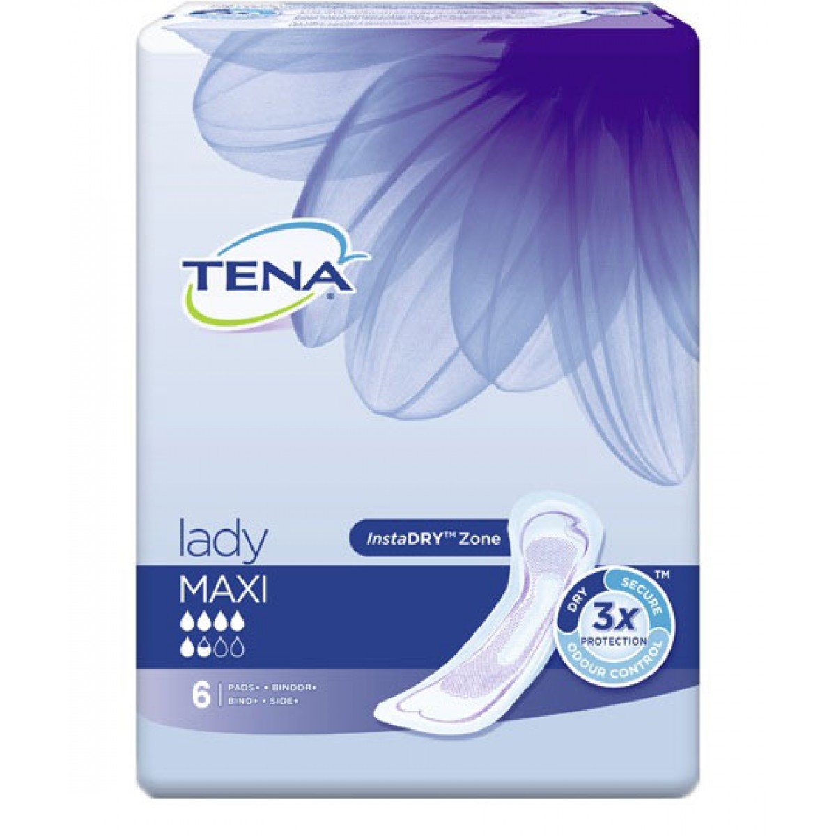 TENA Lady Maxi InstaDry Incontinence Pads - 3 Packs of 6