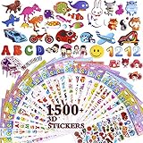 GeMoor 1500+ Cute DIY Stickers for Kids, 25 Different Sheets 3D Puffy Stickers for Toddlers, Parents, Teachers, Emoji Cartoon Stickers for Scrapbooks, Gifts, Party Favors Using
