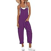 Muchpow Women's V Neck Sleeveless Jumpsuits Spaghetti Straps Harem Long Pants Overalls With Pockets