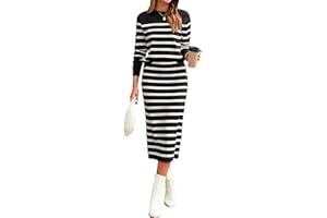 Glamaker 2 Piece Skirt Sets for Women 2025 Fall Fashion Striped Casual Sweater Dress Knit Lounge Travel Outfits Winter Cloth