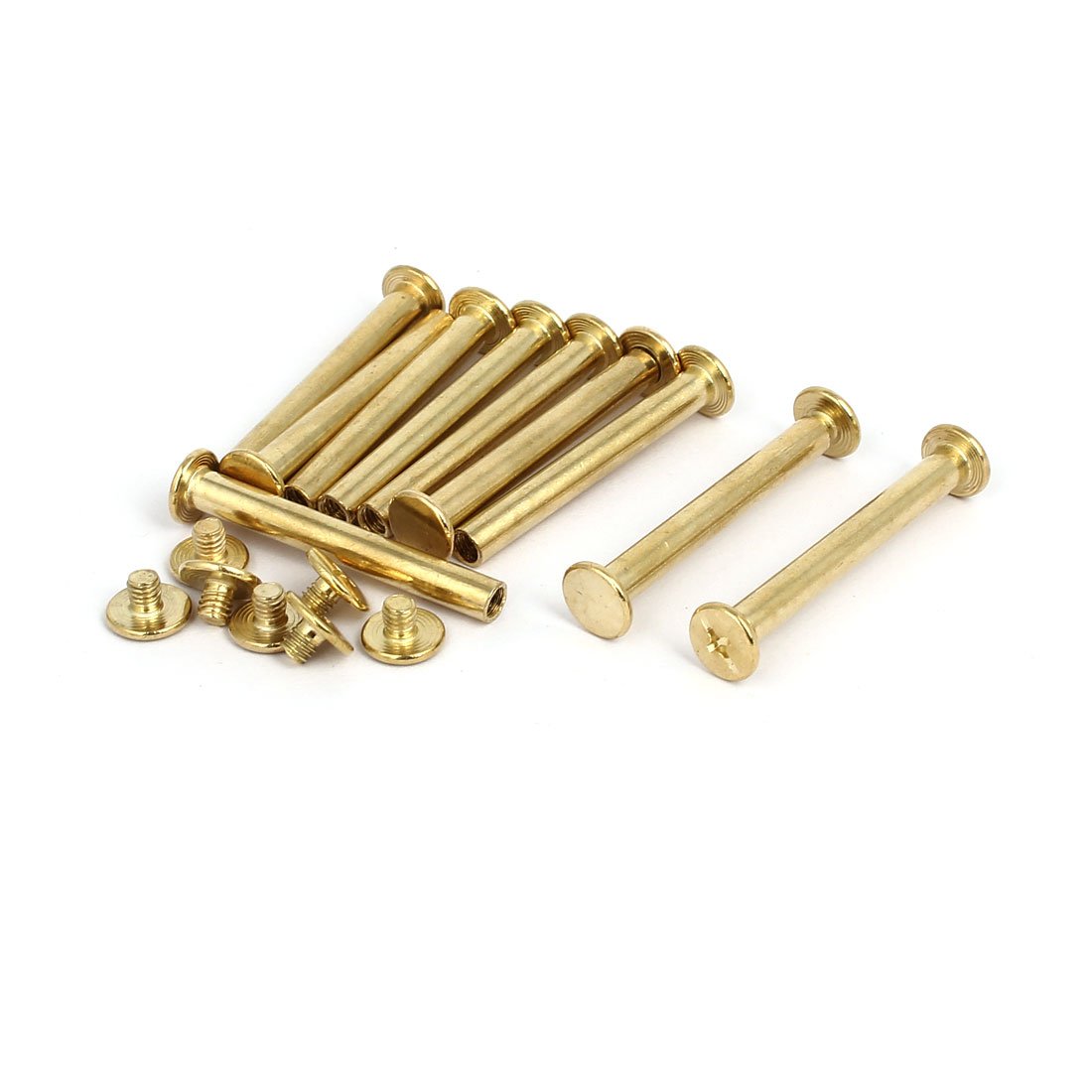 Sourcingmap M5x40mm Brass Plated Phillips Cap Binding Chicago Screws Posts Nuts 10pcs