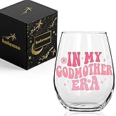 Innfueunun In My Godmother Era Wine Glass, Will You Be My Godmother from Godchild, Pregnancy Announcement Gifts for Godmom, Godparents 15OZ Glass, Godmom Proposal Gifts