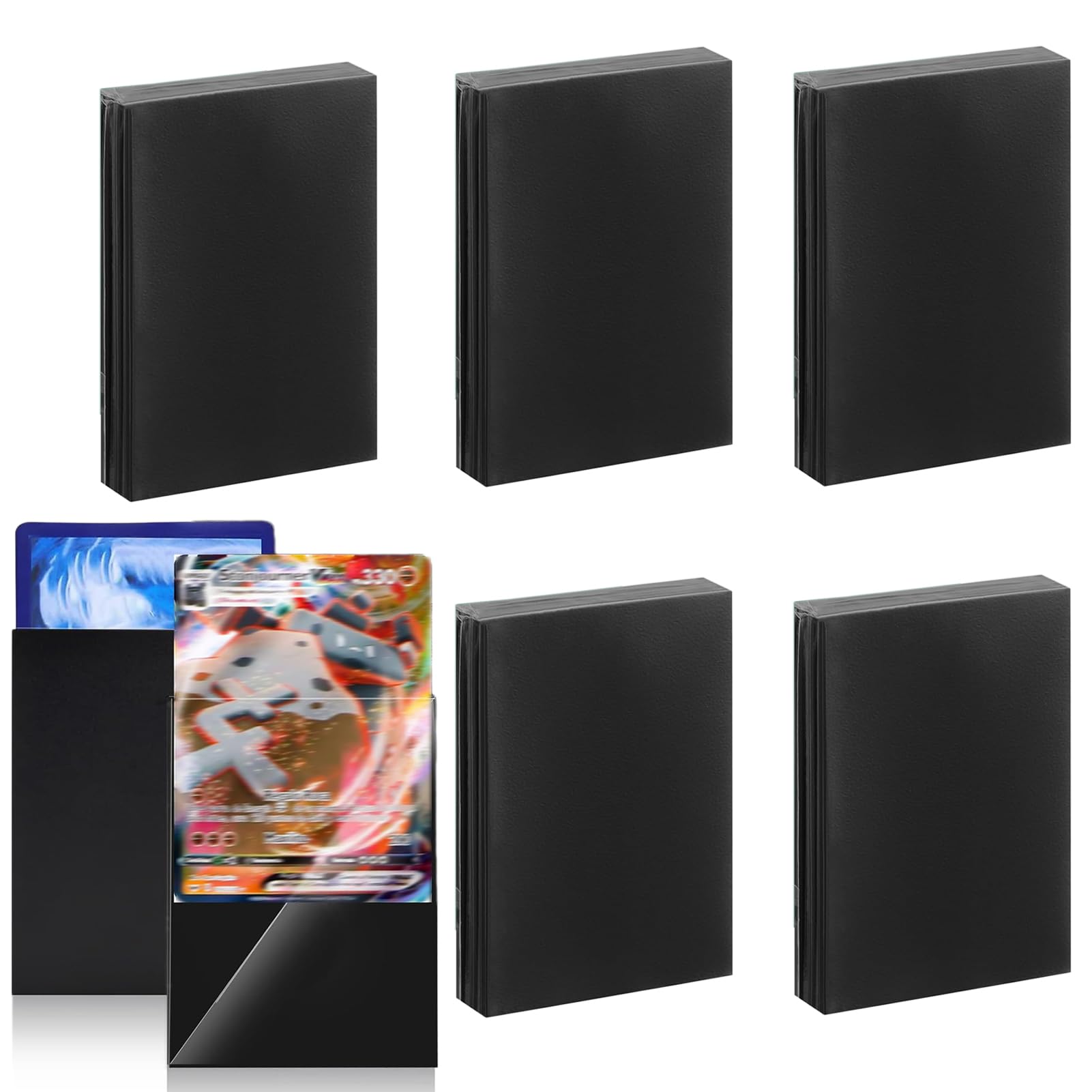 Hikrxya 500 Pcs Black Soft Trading Card Sleeves, 66 x 91 mm Standard Size Matte Card Protective Sleeves Toploaders Fit for MTG, Football Card, Sports Cards, Game Cards, Business Cards