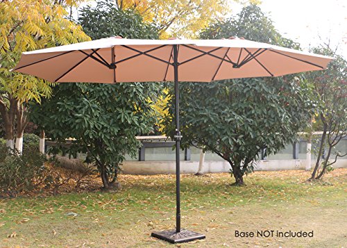 Beige Extra Large Double Sided Design With Crank 100 Polyester Fabric Superjare 14 Ft Outdoor Patio Umbrella