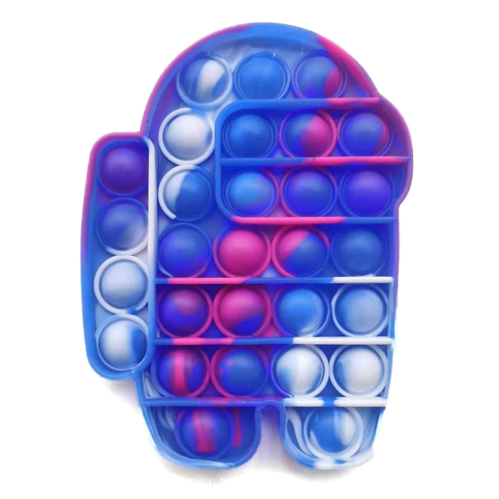 Push Pop Bubble Fidget Toys, Among Us Silicone Fidget Sensory Toy, Stress Relief Popping Fidget Toy for Autism ADHD Special Needs Rainbow Colors Novelty Gifts for Kids Adults (Tie Dye-Red Blue)