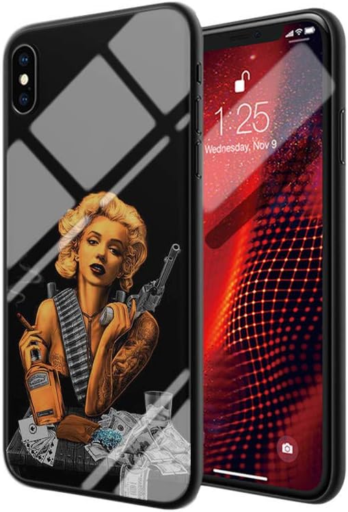 iPhone XR Tempered Glass Phone Case A-69 Marilyn Monroe Soft Silicone TPU Cover