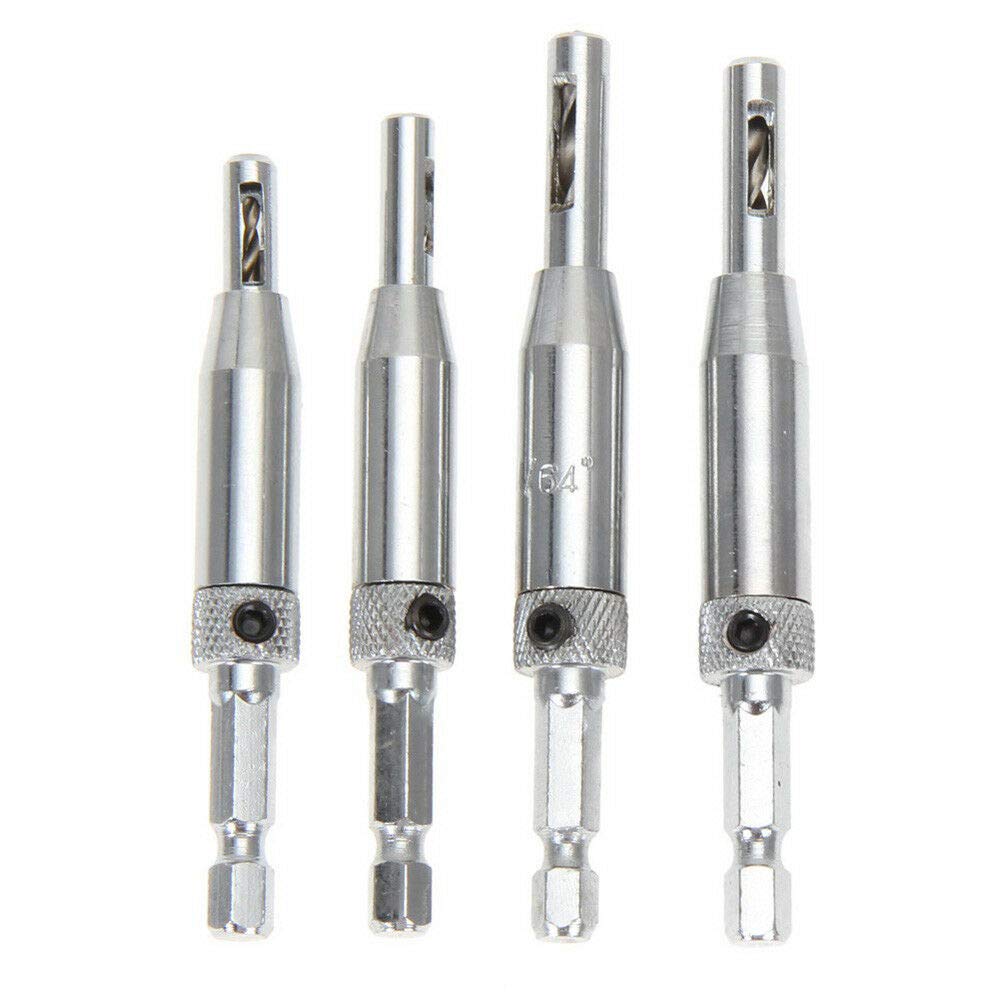 4Pcs Self Centering Drill Bit Centering Hole Puncher 5/64" 7/64" 9/64" 11/64"