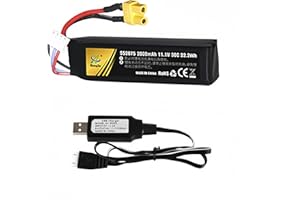 Cecicebb Airsoft Lipo Battery 11.1V 2000mAh with XT30 Connector for Airsoft Gel Water Bead Blaster Rechargeable Batteries with 3S Charging Cable