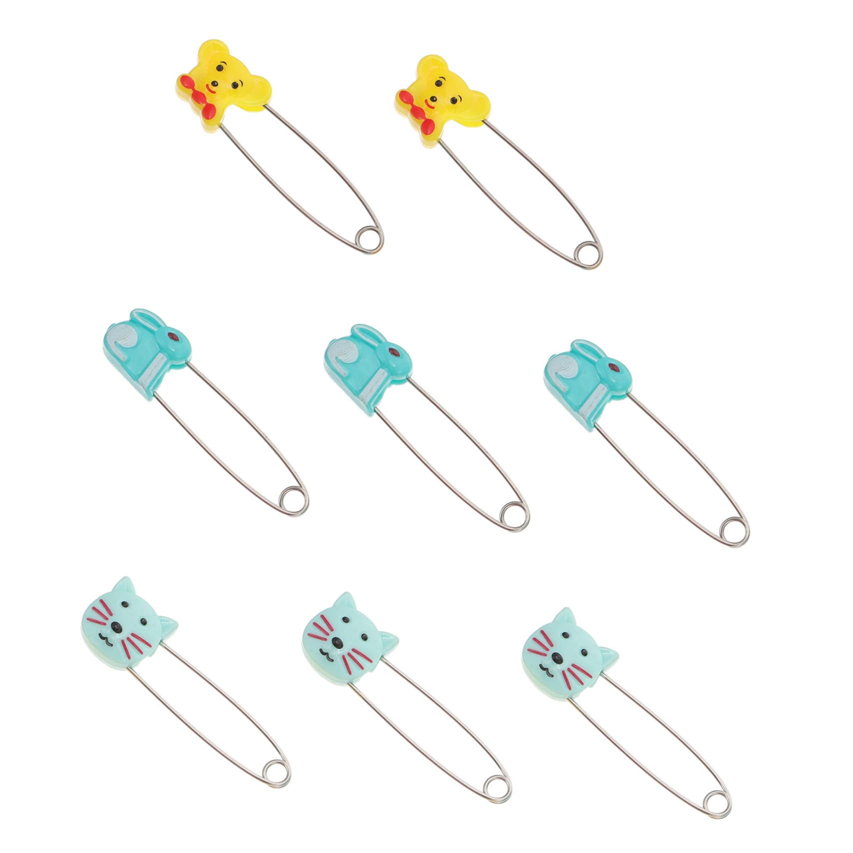 jojofuny 10pcs 52mm Safety Pins, Cartoon Style Large Safety Pins Cute Brooch Pins For Baby Shower Favor Charms, Baby Safety Clips Brooch