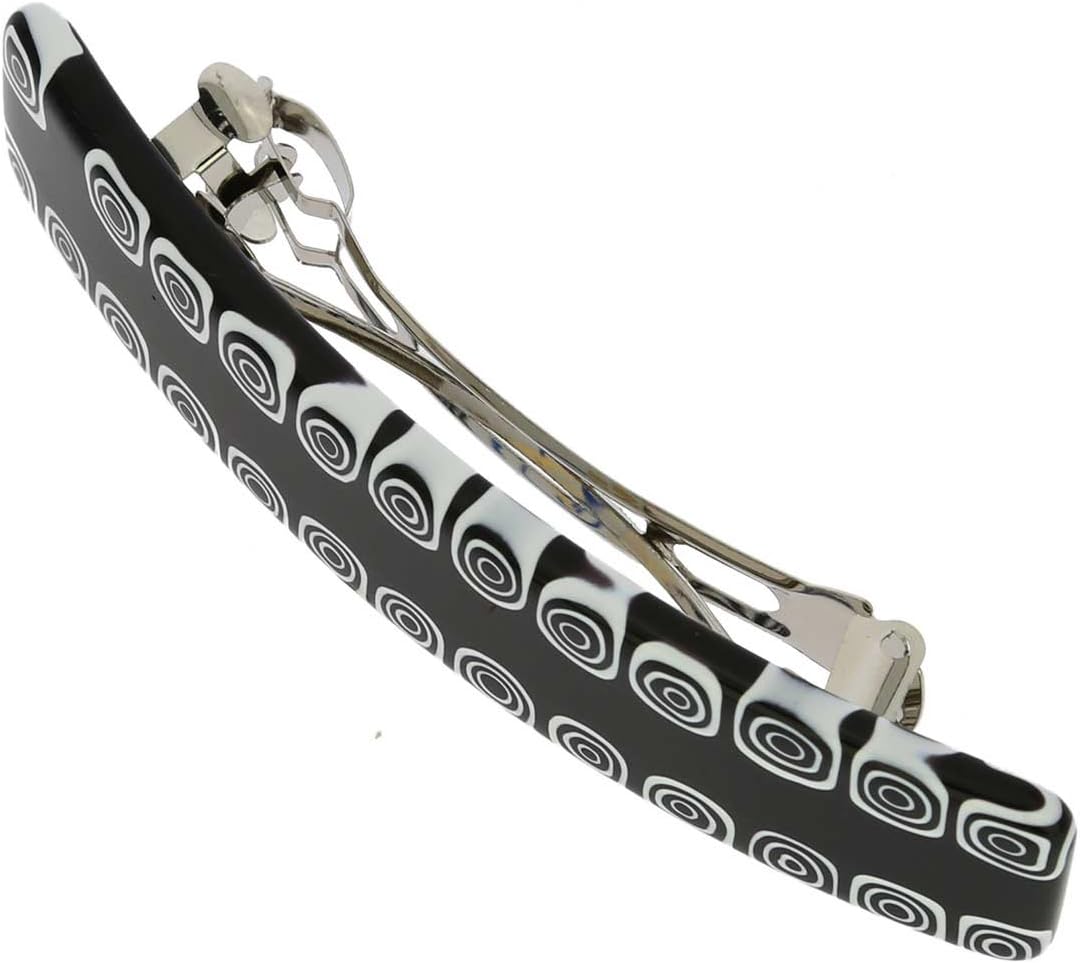 GlassOfVenice Murano Glass Millefiori Hair Clip - Black and White, Black/White - Image 3