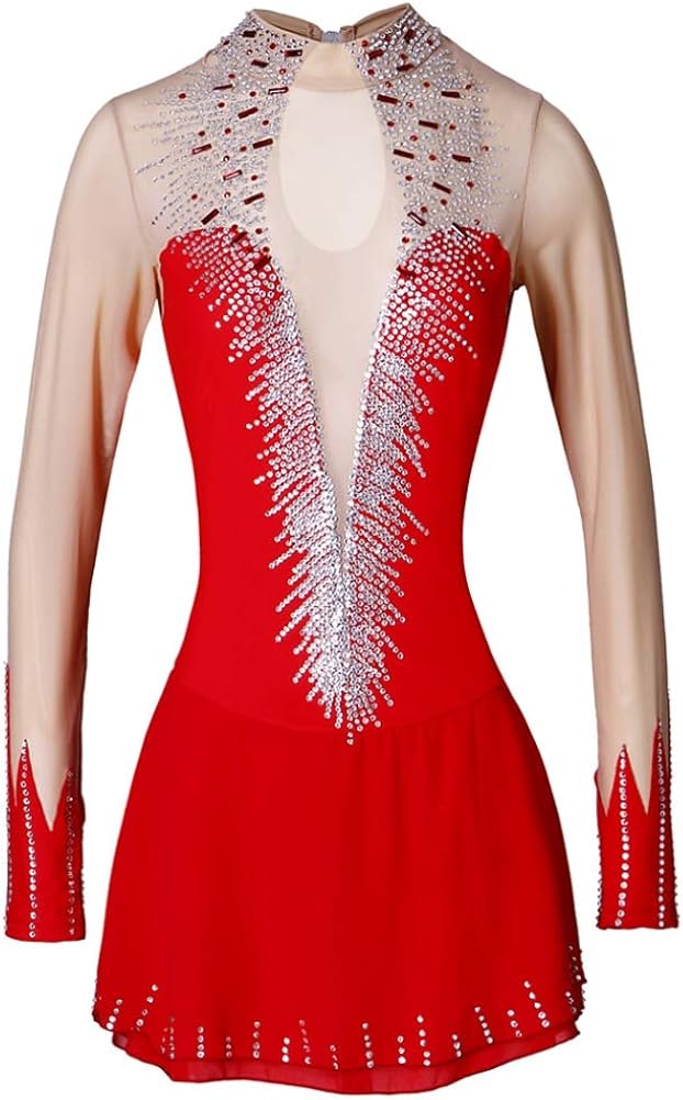 Costumes de Patinage Artistique pour Filles et Femmes, Costume de Compétition de Patinage sur