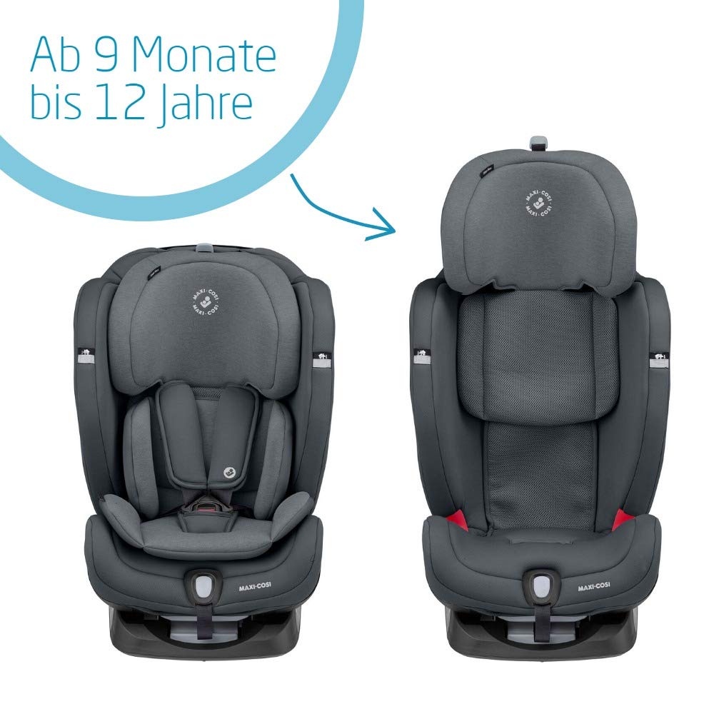 Gruppe 1/2/3 Autositz 9 Monate bis 12 Jahre 9-36 kg mitwachsender  Kindersitz mit ISOFIX Maxi-Cosi Titan Plus authentic graphite nutzbar ab ca  ClimaFlow Funktion und Liegeposition