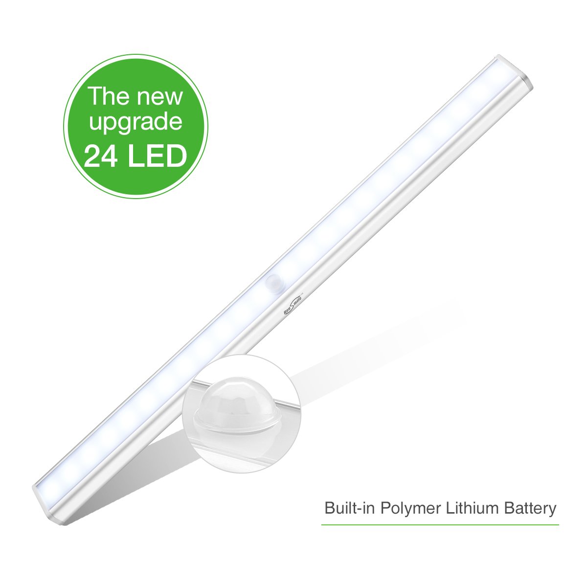 Housmile 24 LED Wireless Motion Sensing Wardrobe Lights, Portable USB Rechargeable Closet Lights, DIY Stick-on Anywhere (2 Packed)