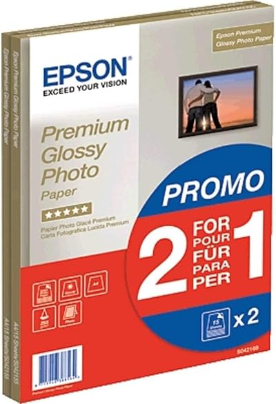 Epson Premium Glossy Photo Paper A4 30 Sheets 255gsm 2 for 1