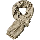 Kangqifen Men Cotton Linen Diamond-shaped Pattern Wrinkled Large Scarf All Seasons 75 * 35 inches