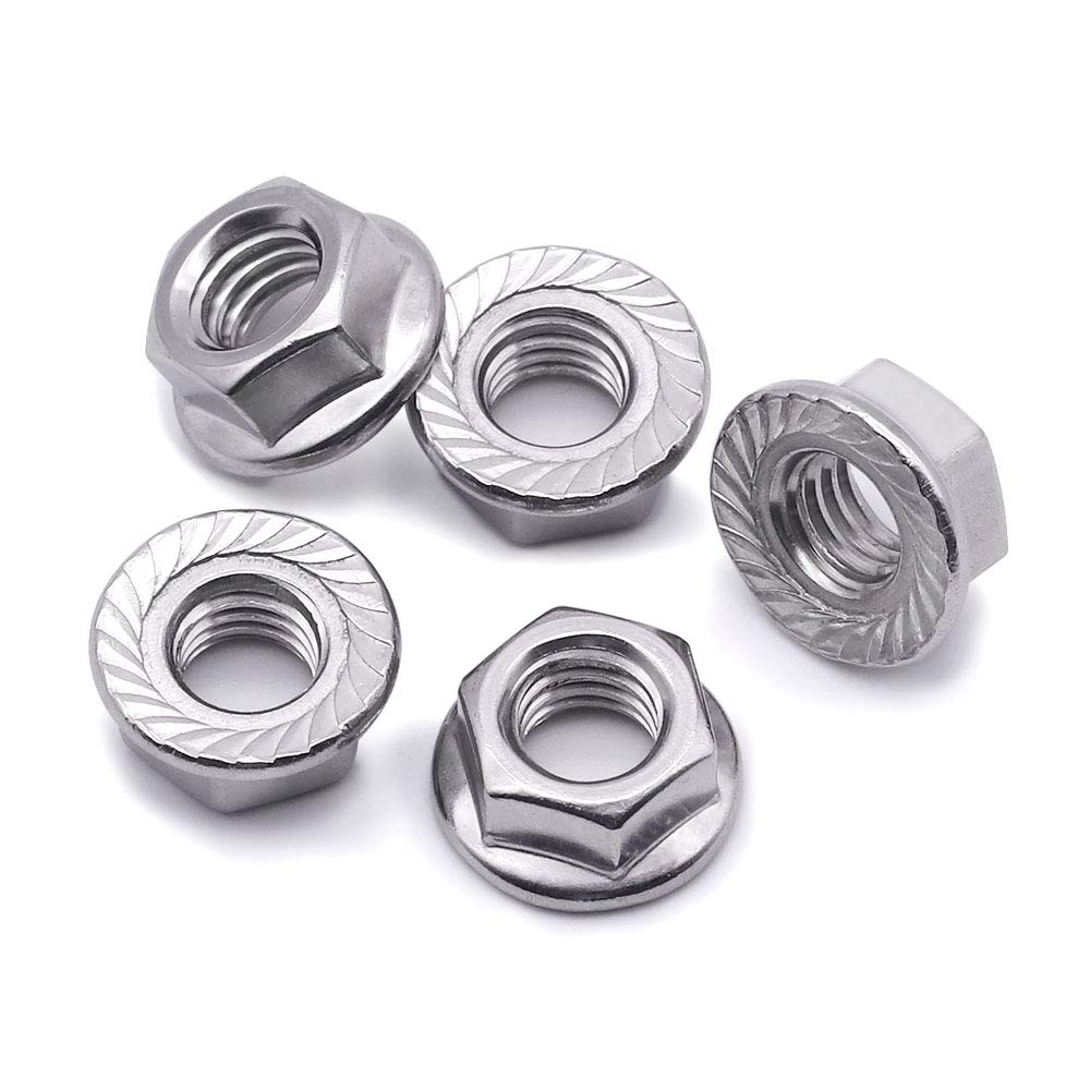 3/816 Serrated Flange Hex Lock Nuts, Bright Finish，304