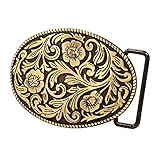 Buckle Rage Adult Womens Ornate Flowers Western Cowgirl Oval Belt Buckle Bronze