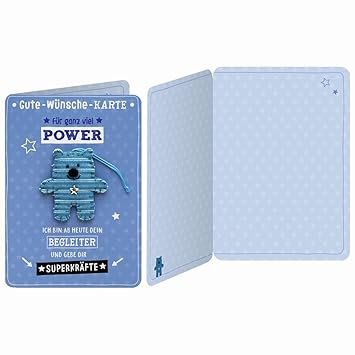 Sheepworld, Gruss & Co - 90268 - Klappkarte, Nr. 19, mit Umschlag und Filzfigur Bär, Gute-Wünsche-Karte, Für ganz viel Power 