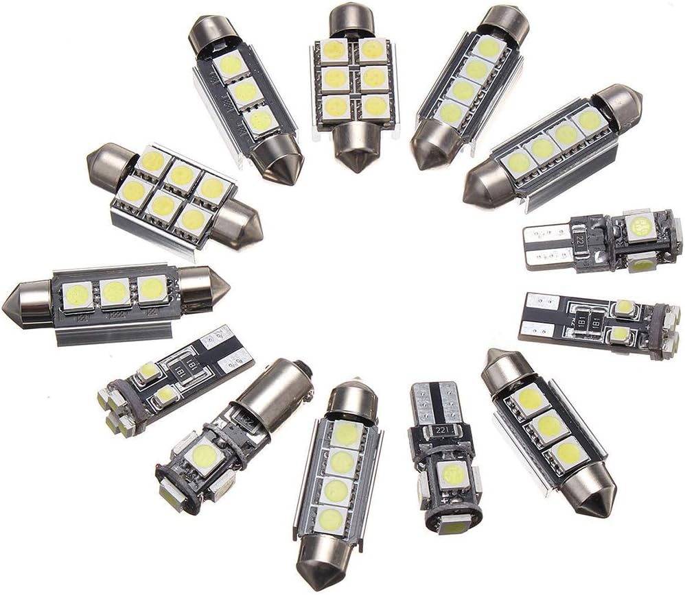 Demino 13pcs DC 12V 6000K White Car Interior LED Light Kit Golf 6 MK6 GTI 2010-2015 Front/Rear Dome Reading Bulb